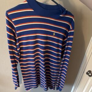 Polo Ralph Lauren Men's Blue Red White Striped Crewneck Pullover Sweater M